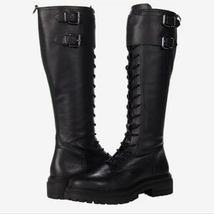 Steve Madden Lenky Leather Knee High Combat Boots